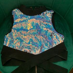 Reversible sequin festival top